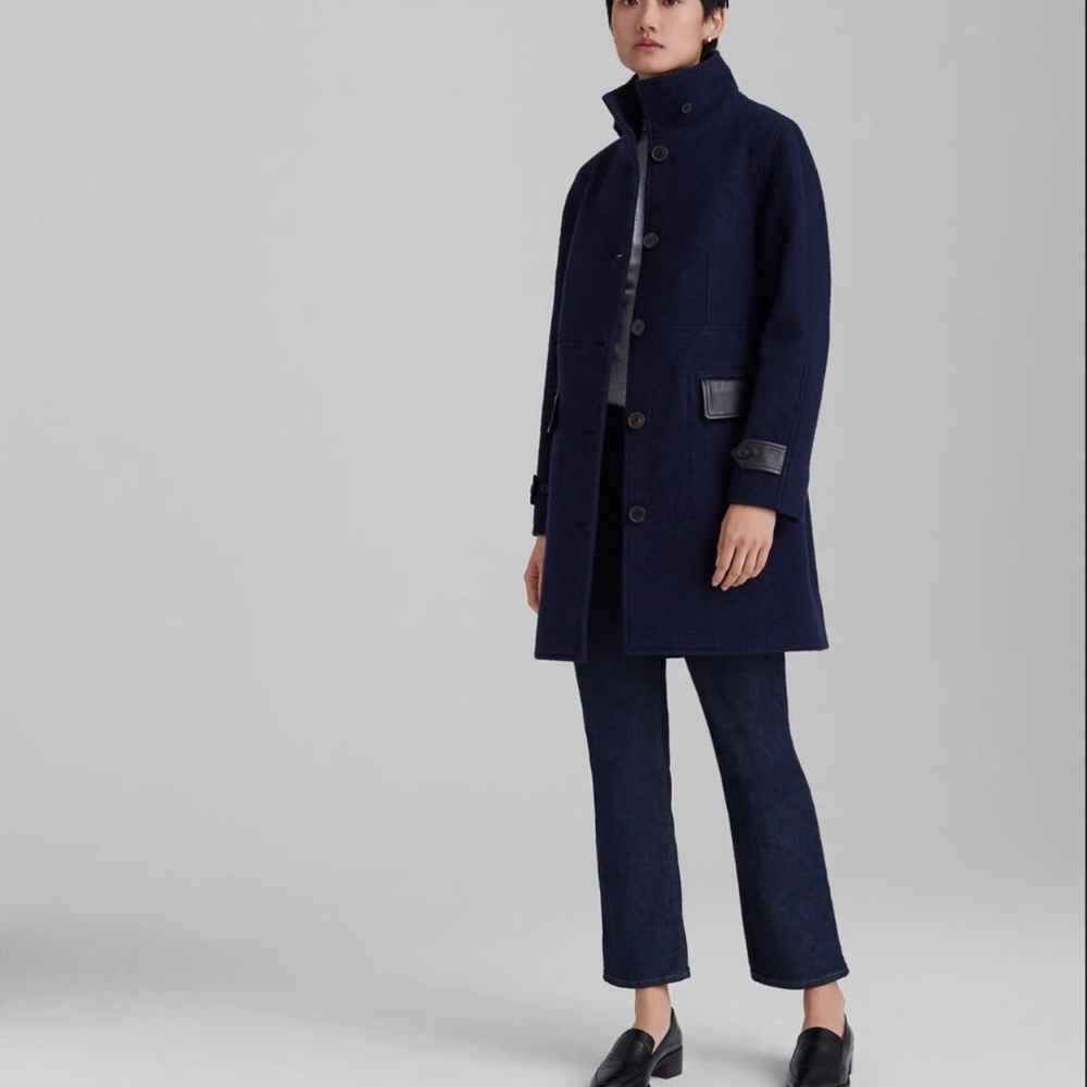 Club Monaco Wool Leather Detail Coat - Stunning! - Picture 3 of 12